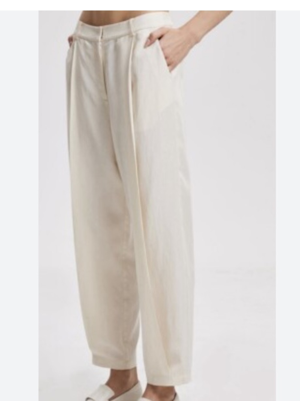 Lattelier Linen Blend Tapered Pants Natural White Women’s Size Medium